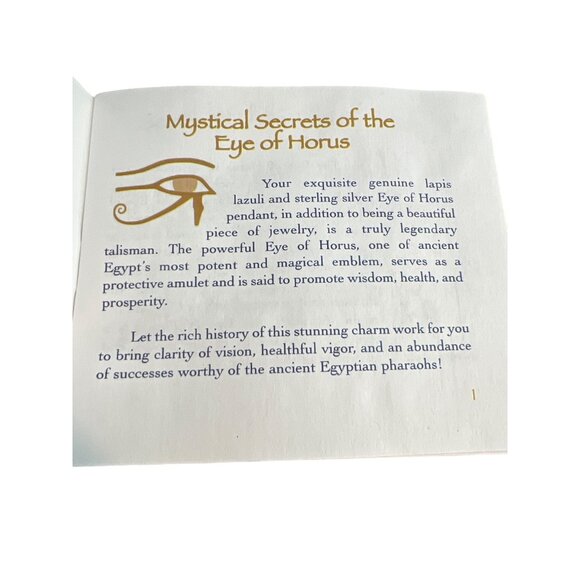 Eye Of Horus Lapis Lazuli & Sterling Silver Necklace My HWH With Box Booklet NEW - Picture 6 of 6